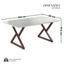 Ver imagem 3 de Mesa para Sala de Jantar Retangular 160x90cm MDF com Vidro Império Branco/Marrom/Off White