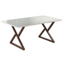 Ver imagem 1 de Mesa para Sala de Jantar Retangular 160x90cm MDF com Vidro Império Branco/Marrom/Off White