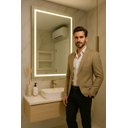 Ver imagem 5 de Espelho 70 X 80 Led 3 Cores Temperaturas Frio Neutro e Quente Banheiro Retangular 70x80 Tecla