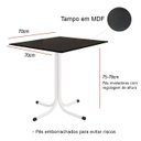 Ver imagem 4 de Mesa de Jantar Quadrada 70cm Branca Tampo Preto com 4 Cadeiras Estofada Preta Encosto Madeira Urban