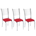 Ver imagem 1 de Kit 3 Cadeiras Iara Cromada para Cozinha - Corino Vermelho