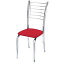 Ver imagem 3 de Kit 3 Cadeiras Iara Cromada para Cozinha - Corino Vermelho