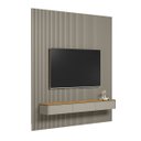 Ver imagem 2 de Painel Ripado Modular 258cm Ozero Mdp/mdf Nicho Arredondado Gris/tauari Fosco G77 - Gran Belo