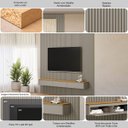 Ver imagem 3 de Painel Ripado Modular 258cm Ozero Mdp/mdf Nicho Arredondado Gris/tauari Fosco G77 - Gran Belo