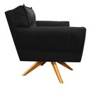 Ver imagem 3 de Poltrona Giratória Anitta Suede Base Madeira Preto