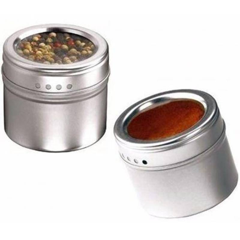 Kit Porta Temperos E Condimentos Em Aço Inox Magnetico Metalizado Para Cozinha (IXB0109) - 2