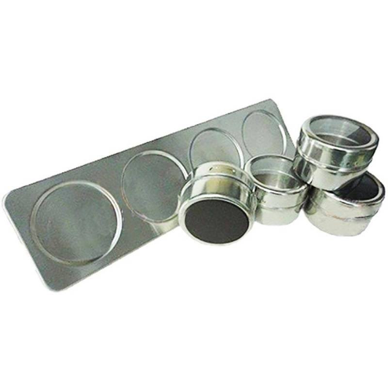 Kit Porta Temperos E Condimentos Em Aço Inox Magnetico Metalizado Para Cozinha (IXB0109) - 6