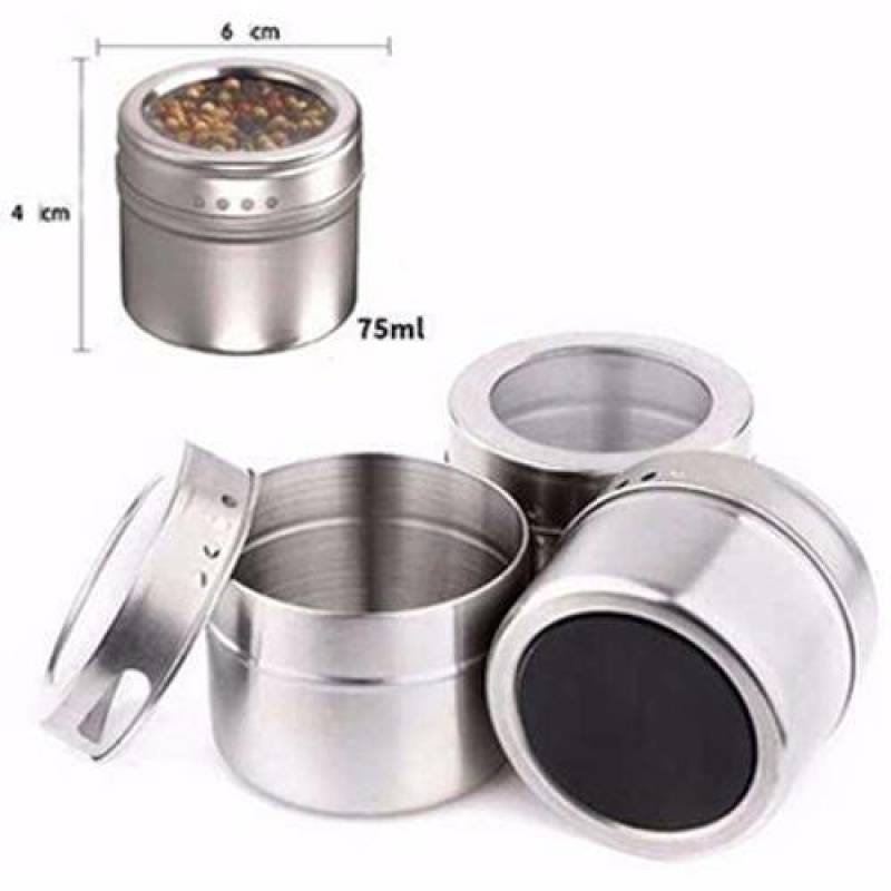 Kit Porta Temperos E Condimentos Em Aço Inox Magnetico Metalizado Para Cozinha (IXB0109) - 3