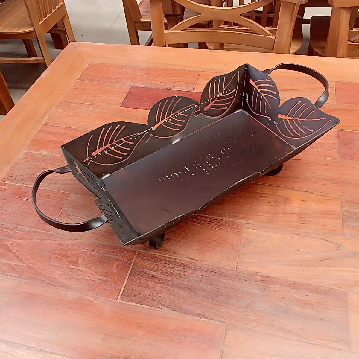 Bandeja de ferro para mesas e bancadas super resistente artesanato rústico para decoração e utilidad - 6