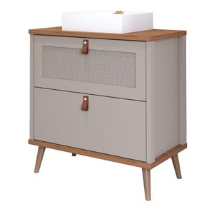 Armário Banheiro 80cm Mdf Cappuccino 1 Porta Gaveta C/ Cuba