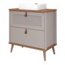 Armário Banheiro 80cm Mdf Cappuccino 1 Porta Gaveta C/ Cuba - 1