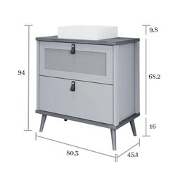 Armário Banheiro 80cm Mdf Cappuccino 1 Porta Gaveta C/ Cuba - 6