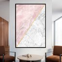 Ver imagem 1 de Quadro Decorativo Geométrico Mármore Rosa e Branco em Moldura Caixa Tacolado Moldura Trad 1cm Branca