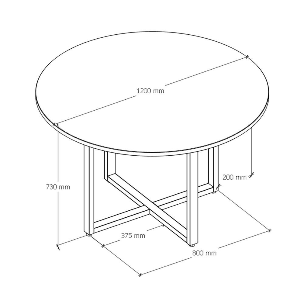Mesa Redonda de Reunião 1,20m Pés Metal Nogal Pr F5 Office Cor:nogal com Preto - 2