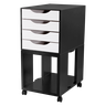 Organizado de Escritório Gaveteiro Easy Box MDF 4 Gavetas com Rodízios Preto Black Piano / Branco - 1