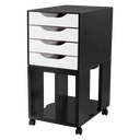 Ver imagem 1 de Organizado de Escritório Gaveteiro Easy Box MDF 4 Gavetas com Rodízios Preto Black Piano / Branco