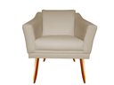 Ver imagem 3 de Kit Namoradeira + 1 Poltrona Decorativa Agatha Suede Bege Pés Madeira Mz Decor