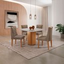 Ver imagem 1 de Mesa de Jantar Eloise 90cm Tampo Mdf Vidro Canto Copo com 4 Cadeiras Isadora Moderna Mobília
