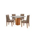 Ver imagem 2 de Mesa de Jantar Eloise 90cm Tampo Mdf Vidro Canto Copo com 4 Cadeiras Isadora Moderna Mobília