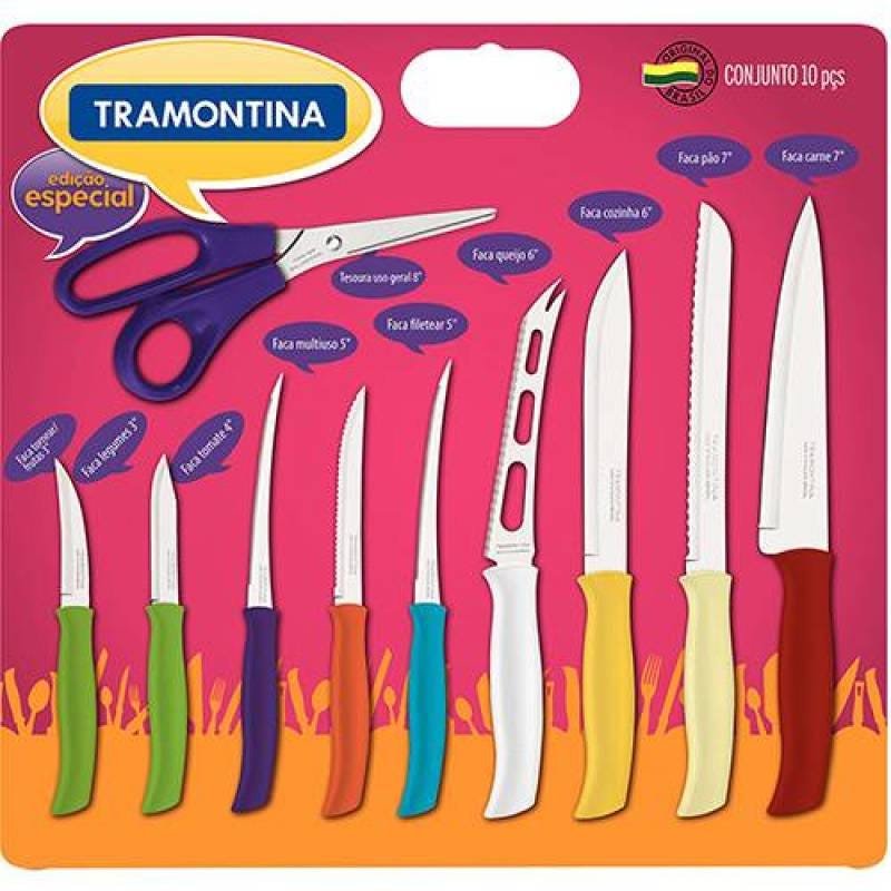 Conjunto De Facas Inox 10 Pcs Athus - Colorido - 1