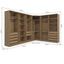Ver imagem 5 de Guarda Roupa Casal Quarto Modulado Adapt em L 12 Portas 14 Gavetas 342cm x 263cm Nogueira Azul Profundo- Kappesberg