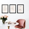 Kit 3 Quadros Cozinha Minimalista Café - Bege e Branco 33x24cm - com Vidro:madeira Preta - 1
