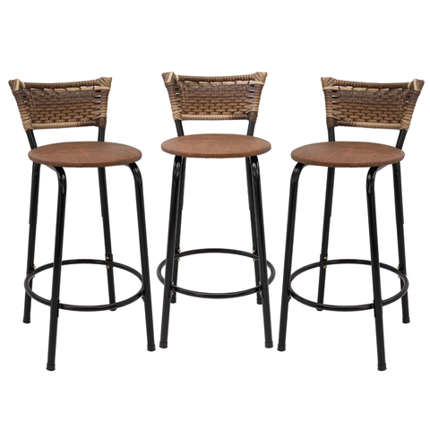 Kit 3 Bancos para Bancada Cozinha Gourmet Junco Cappuccino Balcão Ilha Banqueta 60cm Itagold