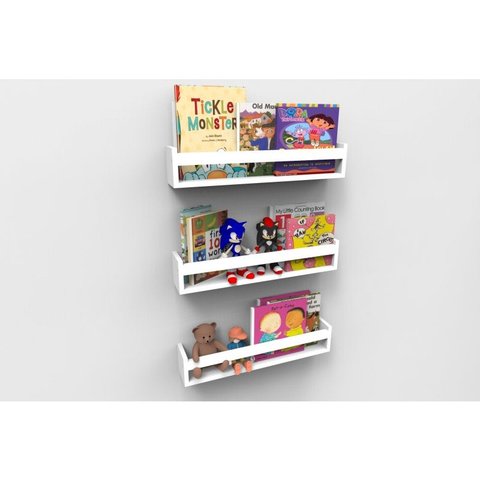 Prateleira Branca de MDF Montessori para Livros Infantil  50 cm - 3 peças - livro