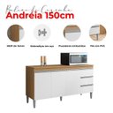 Ver imagem 6 de Balcão de Cozinha com Tampo 150cm e Armário Aéreo Andreia Amêndoa Branco - Ajl