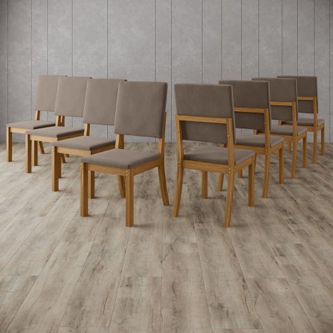 Kit 8 Cadeiras Estofadas para Mesa de Jantar Milla Henn