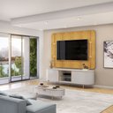 Ver imagem 1 de Painel e Bancada Tv 65" 2 Portas Deep Luminárias Douradas Pés Metálicos Bali/cedro G18 - Gran Belo