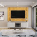 Ver imagem 5 de Painel e Bancada Tv 65" 2 Portas Deep Luminárias Douradas Pés Metálicos Bali/cedro G18 - Gran Belo