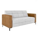 Ver imagem 1 de Sofá Living Decorativo Houston 2 Lugares 160cm Pés em Metal Linho/pu Cinza/caramelo G33 - Gran Belo