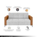 Ver imagem 3 de Sofá Living Decorativo Houston 2 Lugares 160cm Pés em Metal Linho/pu Cinza/caramelo G33 - Gran Belo