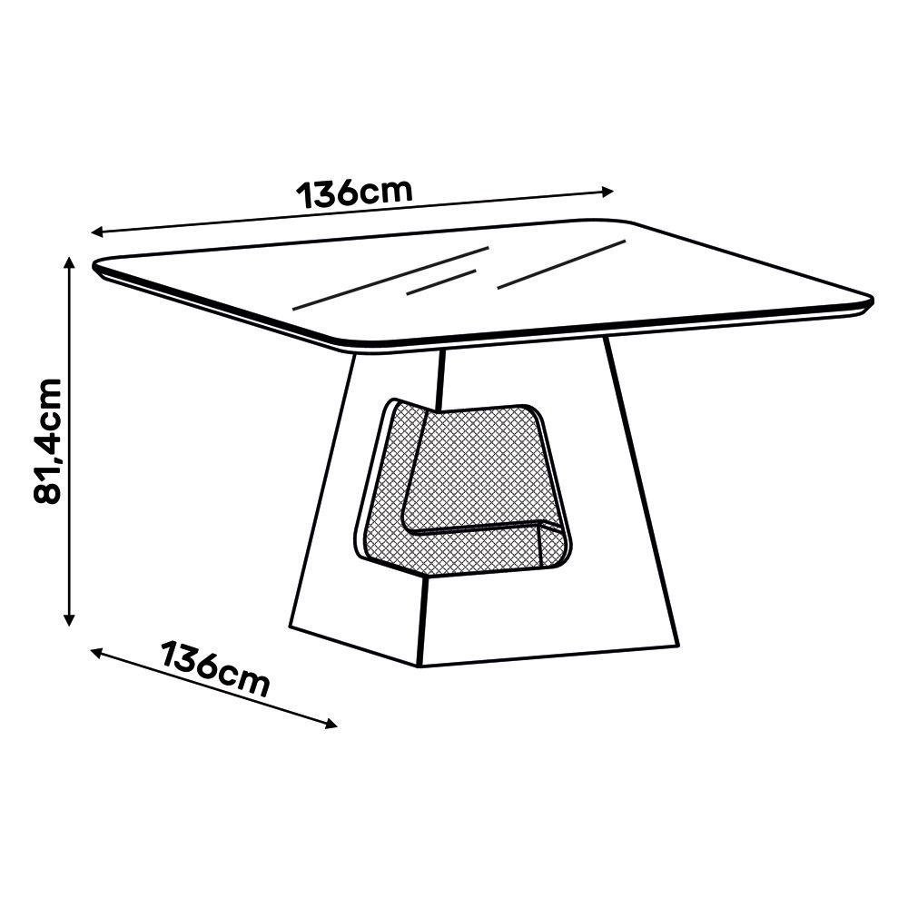 Mesa Jantar Escala Quadrada 8 Lugares Bnn Decor DJ Móveis Creme - 2