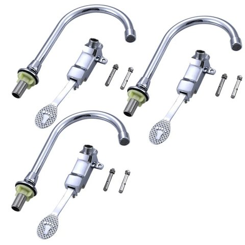 Torneira Valvula Pedal Acionamento Pes Kit 3 Uni sem Maos Pia Hospital Laboratorio Medico Banheiro C