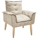 Ver imagem 3 de Poltrona Opalla Cadeira Decorativa Suede Bege para Escritório Sala de Estar Recepção