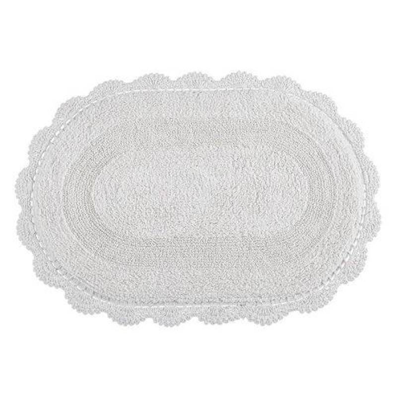 Tapete Croche Oval 60x90 Branco Kacyumara - 1