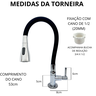 Torneira Cozinha Bancada Gourmet Preta Flexivel 1/4 Volta Abs:cromado - 8