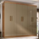 Ver imagem 2 de Guarda-roupa Solteiro Lancaster 6 Portas 3 Gavetas 100% Mdf Cinamomo/cappuccino - Panorama Móveis