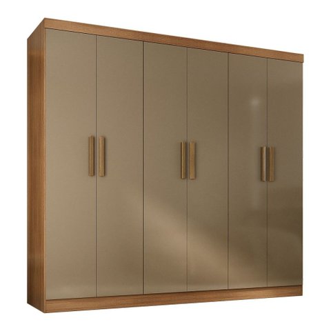 Guarda-roupa Solteiro Lancaster 6 Portas 3 Gavetas 100% Mdf Cinamomo/cappuccino - Panorama Móveis
