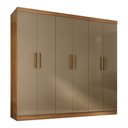 Ver imagem 1 de Guarda-roupa Solteiro Lancaster 6 Portas 3 Gavetas 100% Mdf Cinamomo/cappuccino - Panorama Móveis