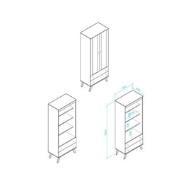 Cristaleira Retrô Rústico 2 Portas em Vidro 2 Gavetas Movelbento - 2