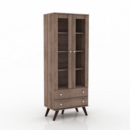 Cristaleira Retrô Rústico 2 Portas em Vidro 2 Gavetas Movelbento - 1