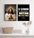Ver imagem 1 de Kit 2 Quadros para Cozinha o Senhor É Meu Pastor 24x18cm - com Vidro:madeira Preta