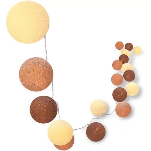 Bolinhas de Luz Cormilu Led, À Pilha, 10 Bolas, 1.5m, (tons Terrosos)