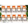 Kit com 10 Cadeiras Iso para Escola Escritório Comércio Laranja Base Preta Ecomhome - 1