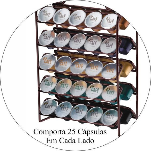 Suporte Porta 50 Cápsulas de Café Compatível Com Nespresso - Bronze - 2