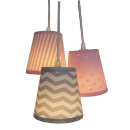 Lustre Pendente Menina Chevron Crie Casa Rosa e Cinza - 1
