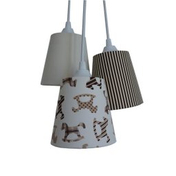 Lustre Pendente Bebê Cavalinho Dim Dom Crie Casa Bege e Marrom - 2
